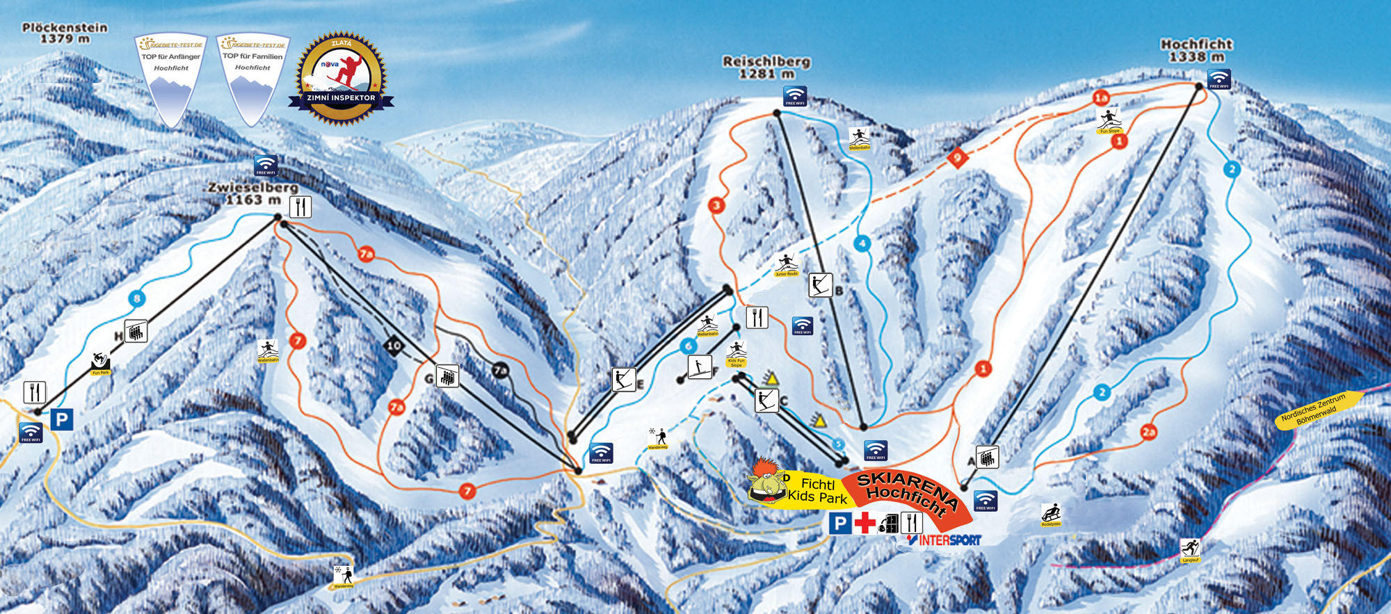 Pistenplan Skigebiet Hochficht