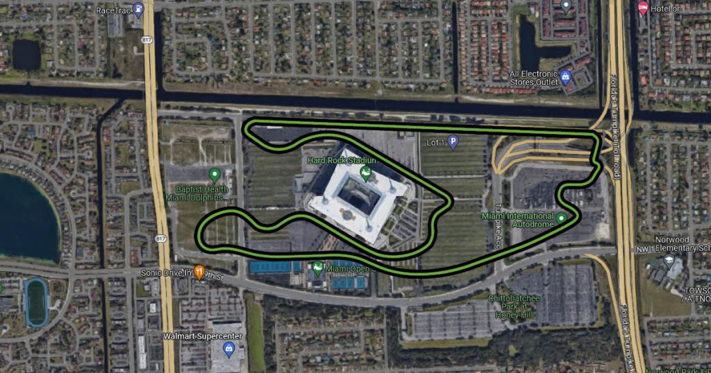 Formel 1 Strecke am Miami International Autodrome