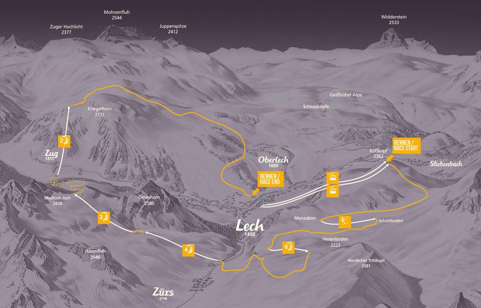 Der Weiße Ring das Rennen in Lech Zürs am Arlberg