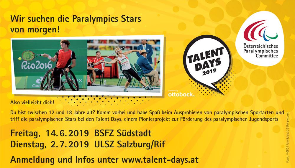 Talent Day des Österreichischen Paralympischen Committees am 2.7.2019 im ULSZ Rif