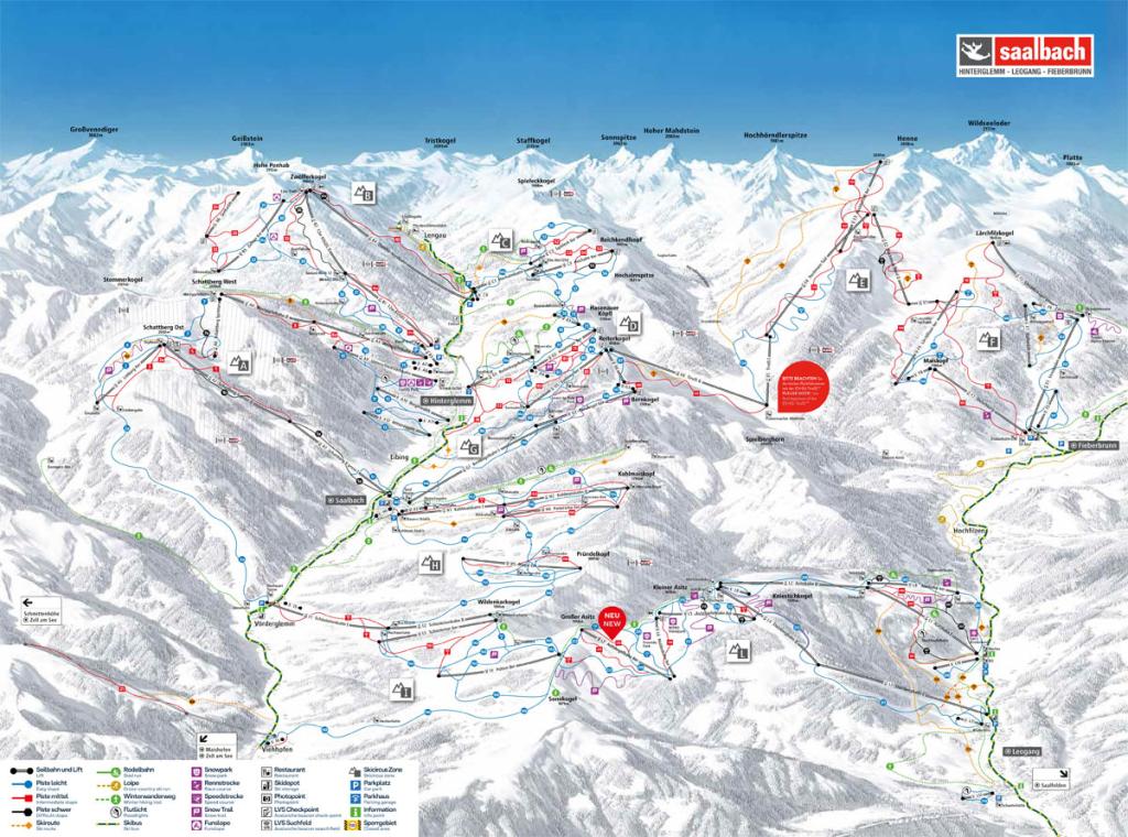 Skigebiet Saalbach Hinterglemm Pistenplan