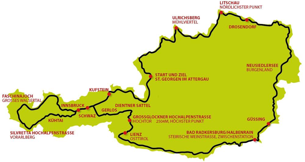Race Across Austria 2016 - Streckenplan