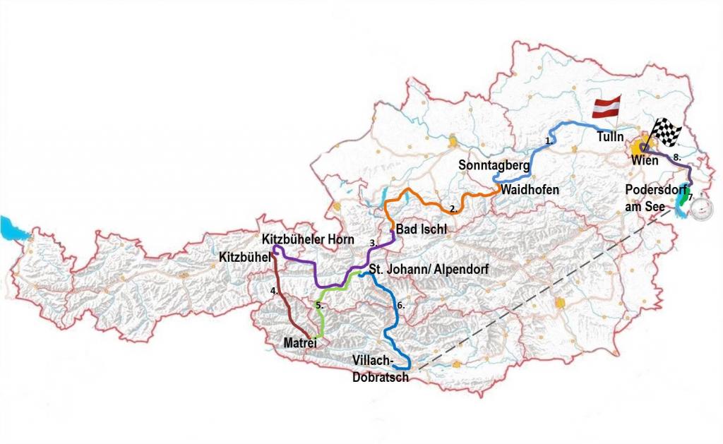 Streckenplan 66. Internationalen Österreich Radrundfahrt